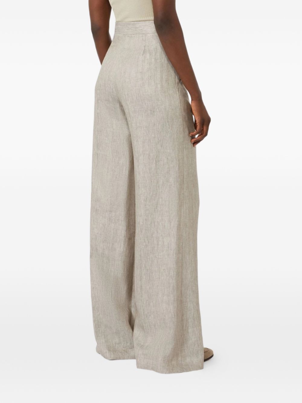 Max Mara Pantaloni Deserto in lino grigio svasati, view 2