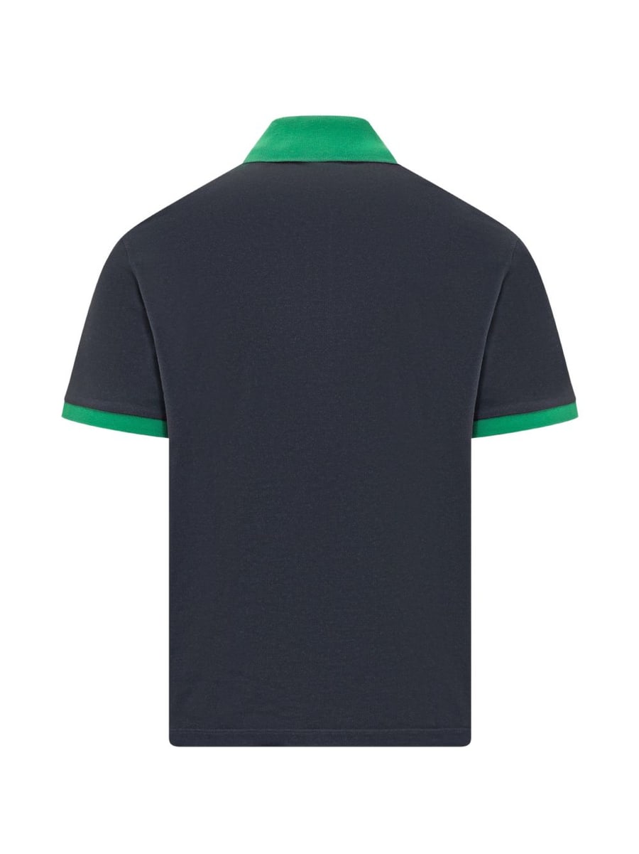 Versace Polo in cotone blu e verde con logo, view 2