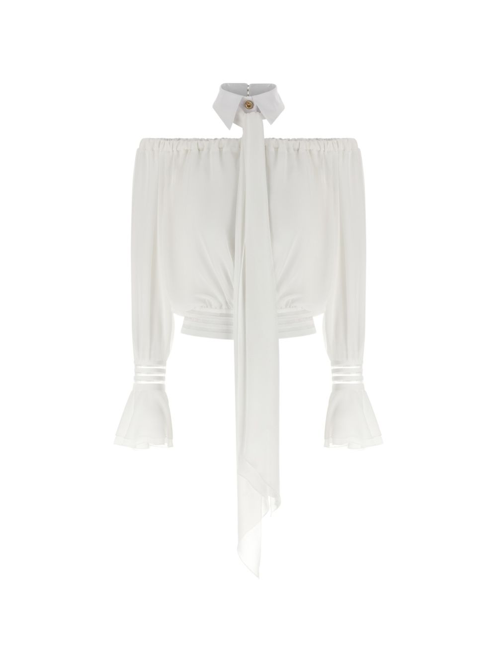 Elisabetta Franchi Camicia corta bianca con dettaglio collo