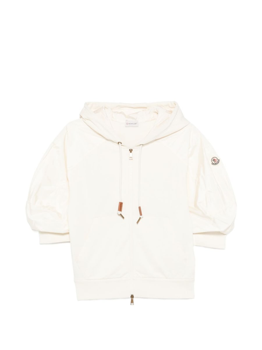 Moncler Beige sweater with hood and puff sleeves