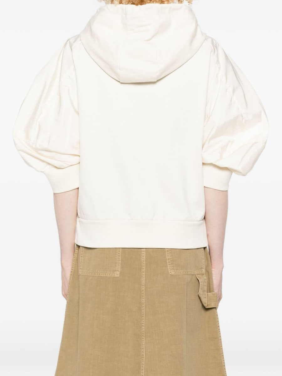 Moncler Beige sweater with hood and puff sleeves, view 4