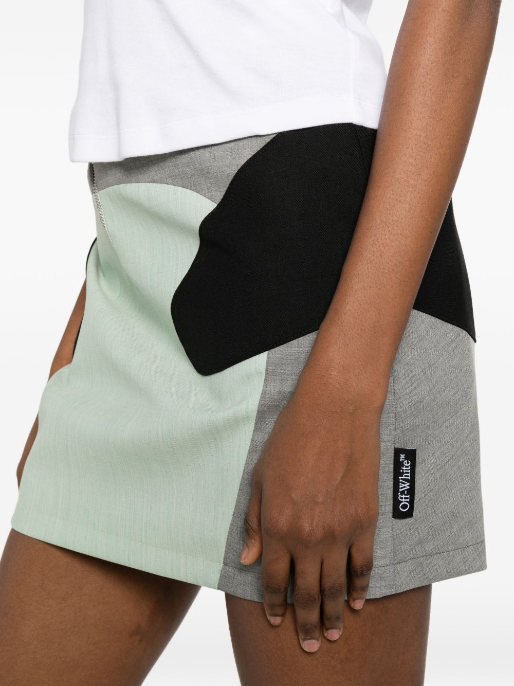 Off-White Minigonna grigia con zip, view 2