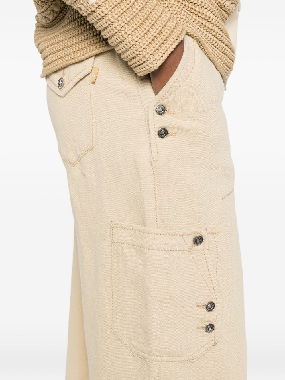 ERMANNO SCERVINO Jeans morbido in cotone e lino beige, view 2