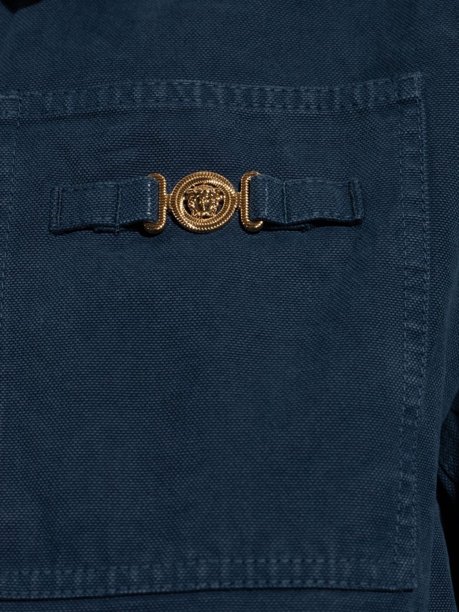 Versace Camicia blu con collo a punta, view 4