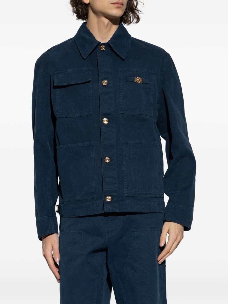 Versace Camicia blu con collo a punta, view 5