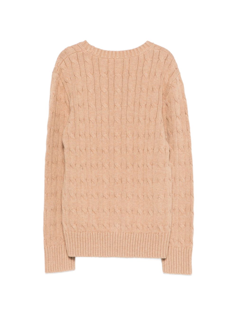 Polo Ralph Lauren Maglia beige in cotone con logo cucito, view 2