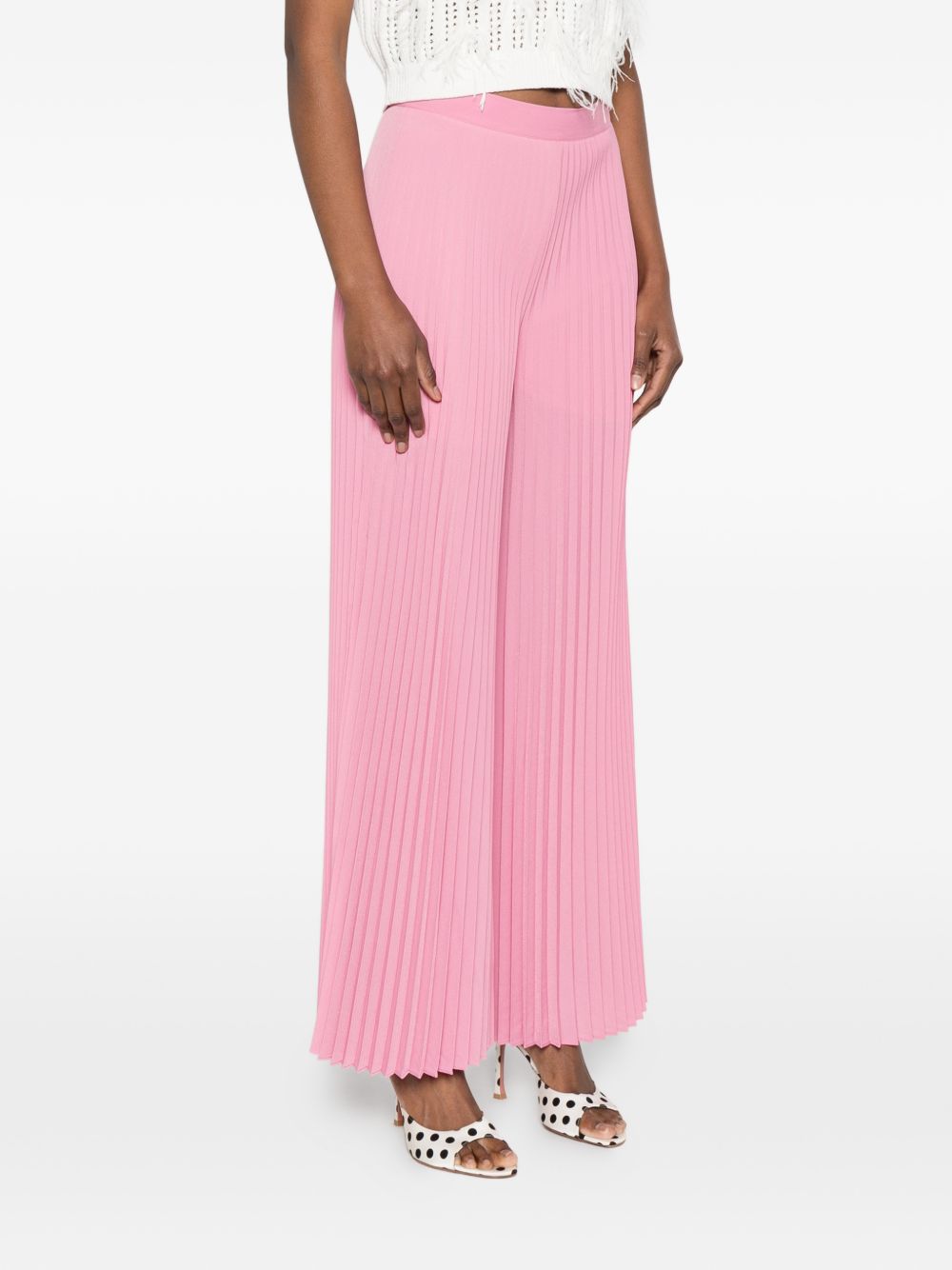 Twinset Pantaloni plissettati a gamba larga rosa, view 2
