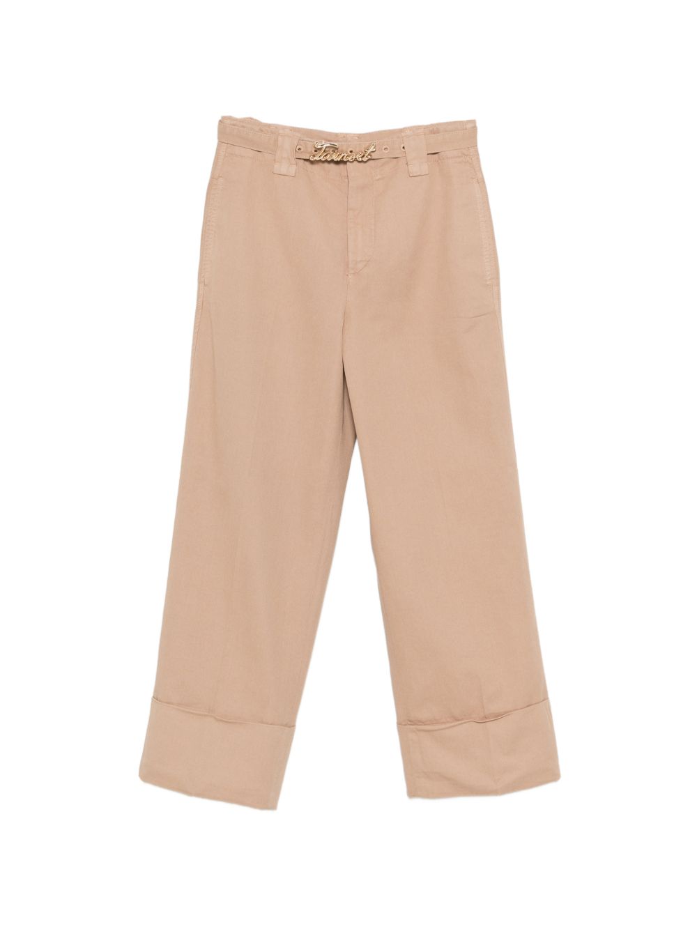 Twinset Pantaloni beige con cintura logo