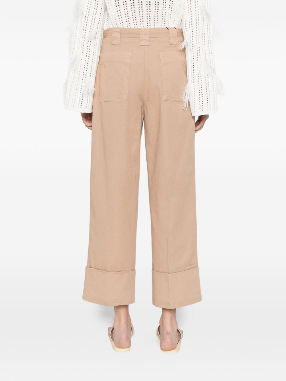 Twinset Pantaloni beige con cintura logo, view 2