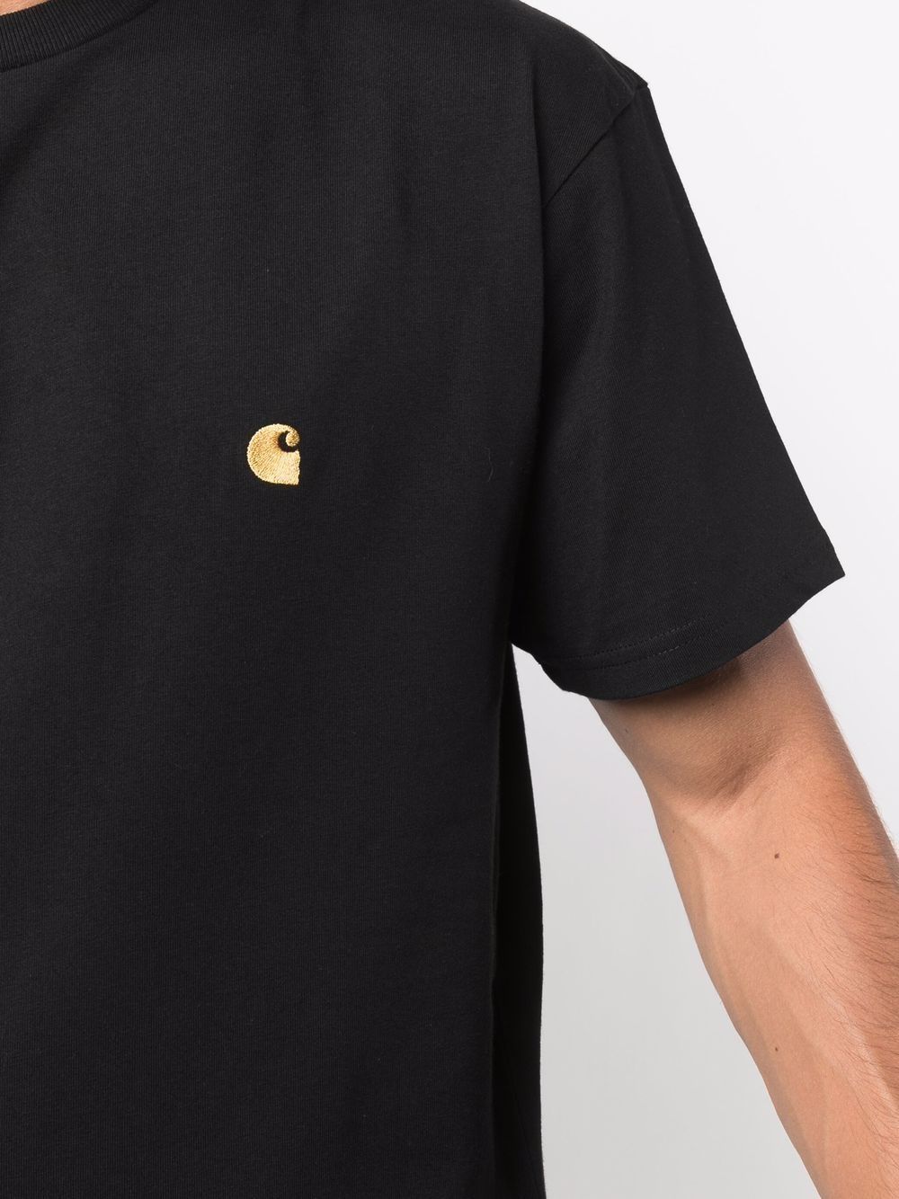 Carhartt WIP T-shirt a maniche corte in cotone nero con logo, view 2