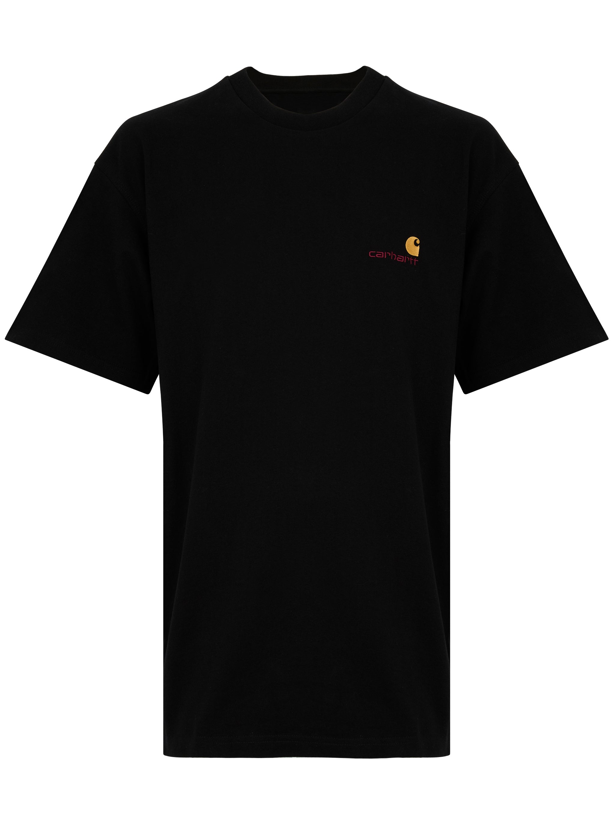Carhartt WIP T-shirt in cotone nero con logo oro ricamato