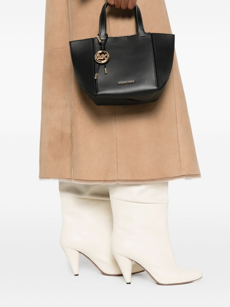 MICHAEL KORS Borsa tote 'Jordi' in pelle nera con logo, view 3