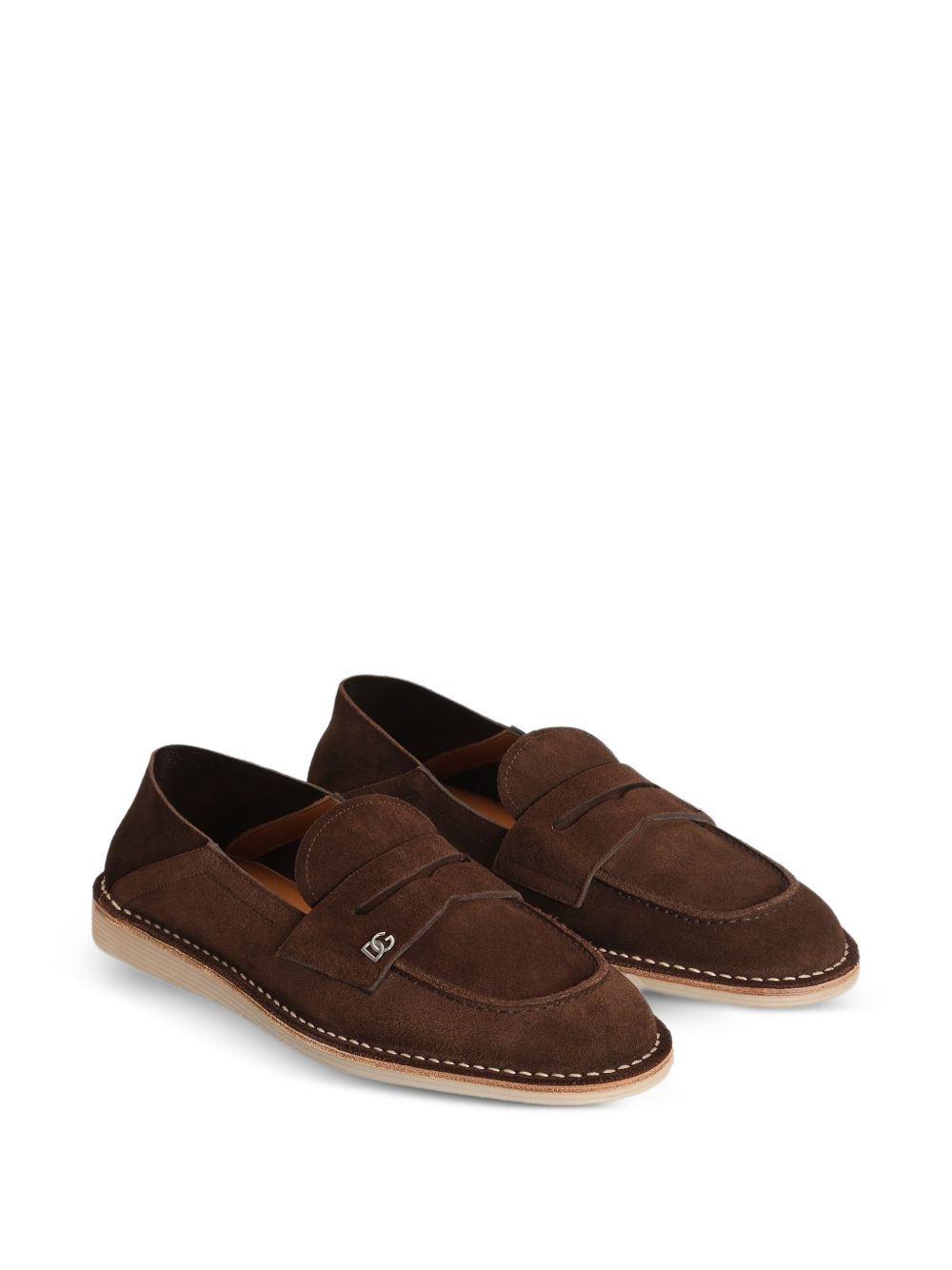 Dolce & Gabbana Mocassino in pelle scamosciata marrone, view 2