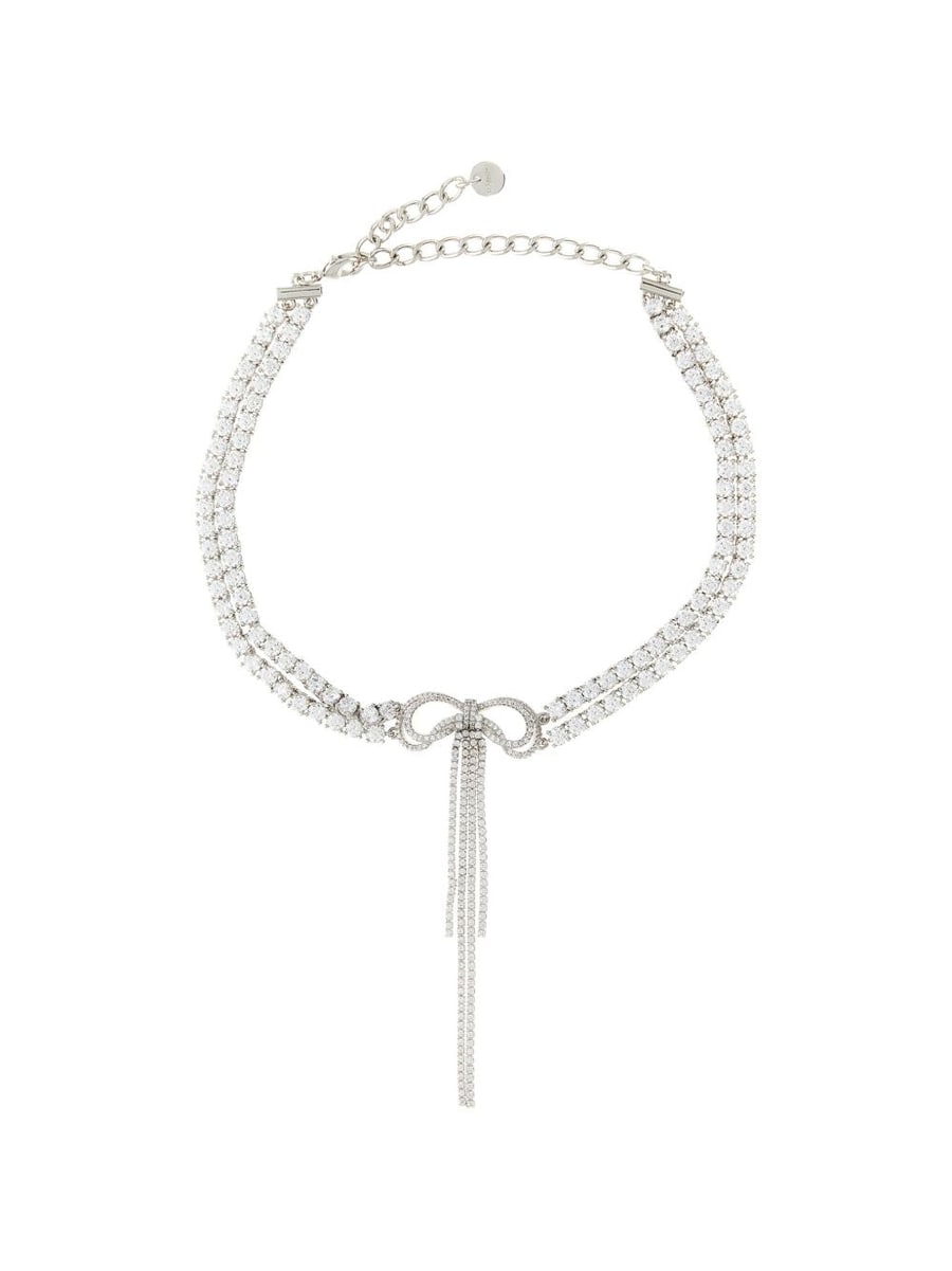 self-portrait Collana argentata elegante con strass e pendaglio luminoso