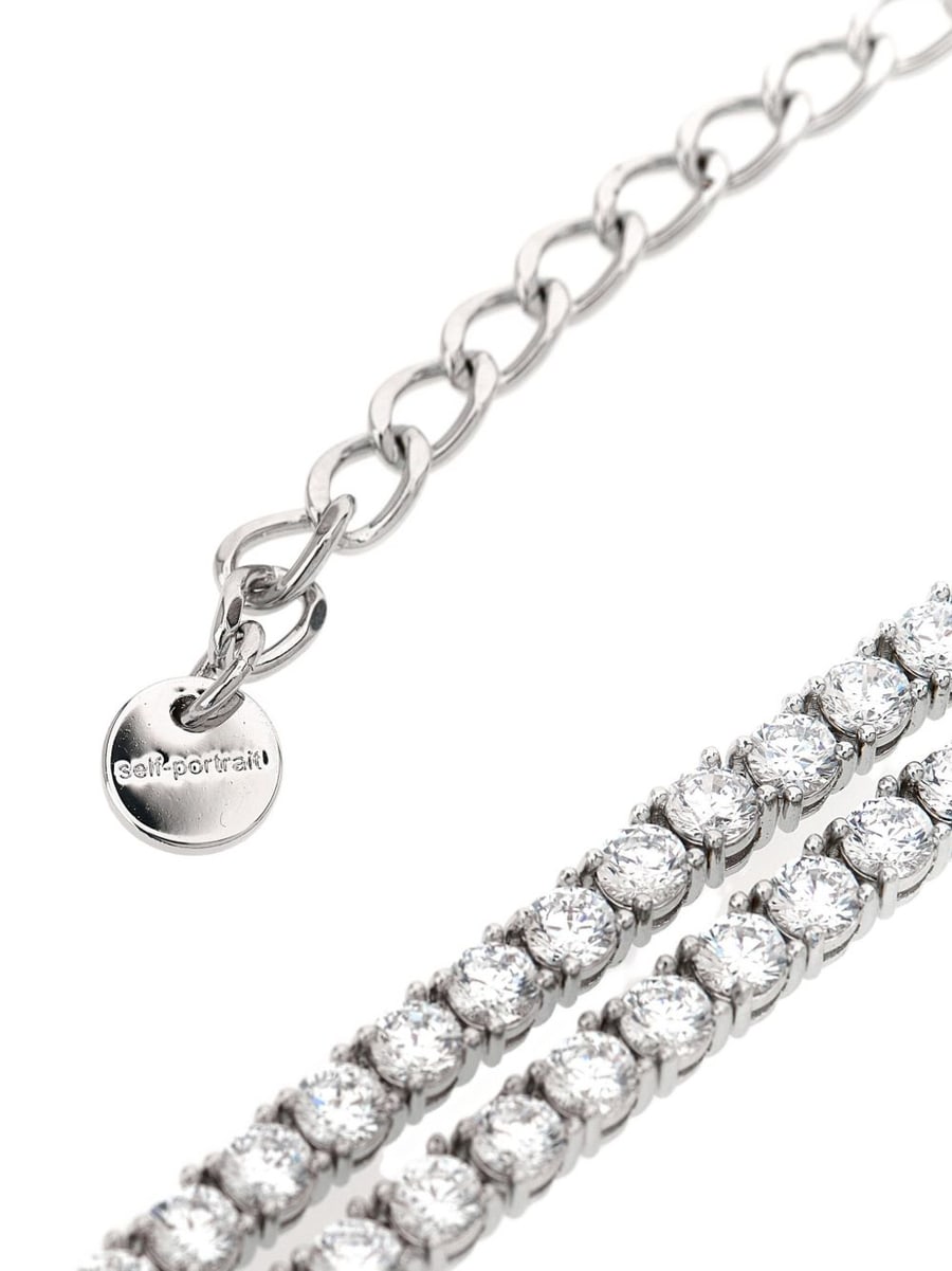 self-portrait Collana argentata elegante con strass e pendaglio luminoso, view 3
