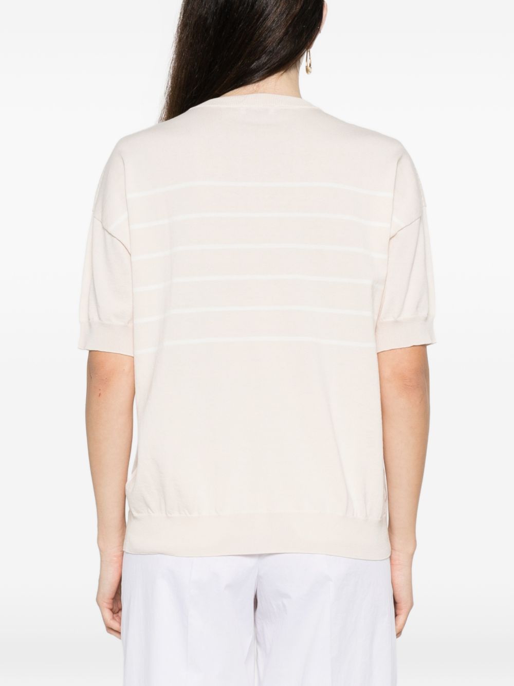 PESERICO T-shirt beige a righe, view 2