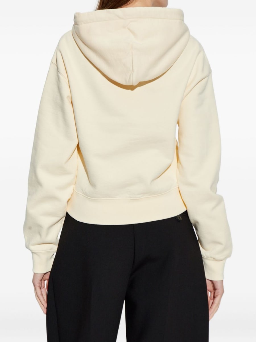 Jacquemus Felpa Gros Grain beige in cotone con cappuccio, view 2