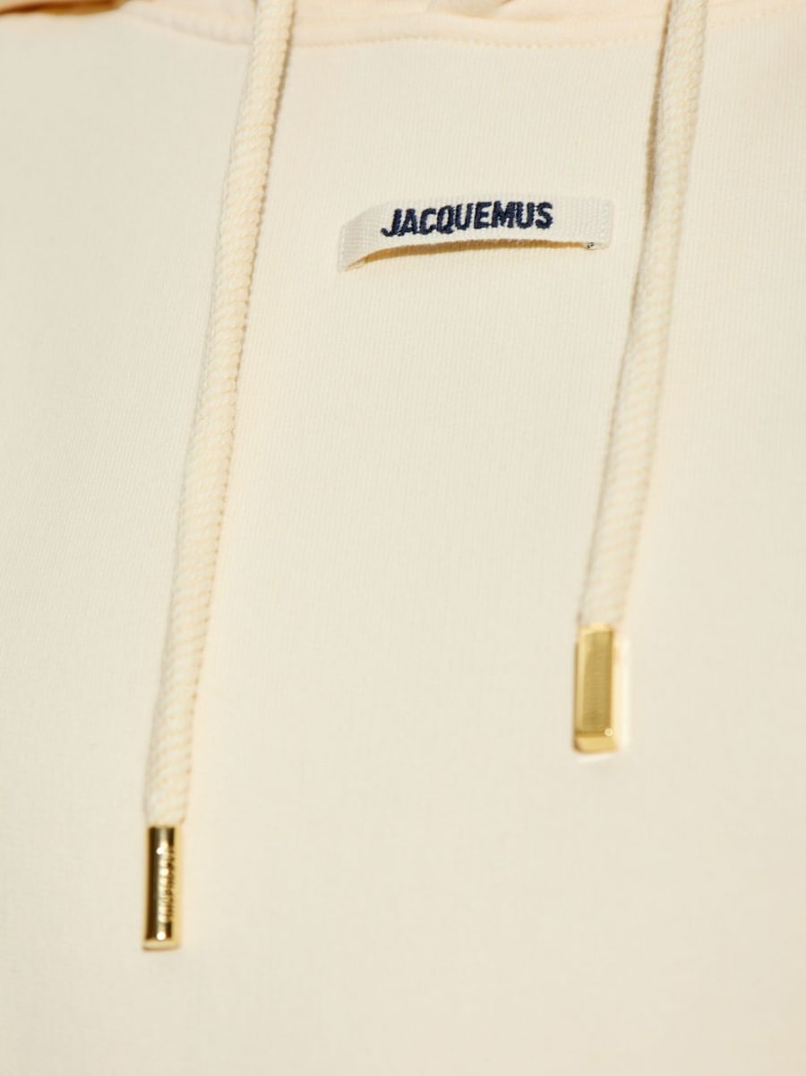 Jacquemus Felpa Gros Grain beige in cotone con cappuccio, view 4