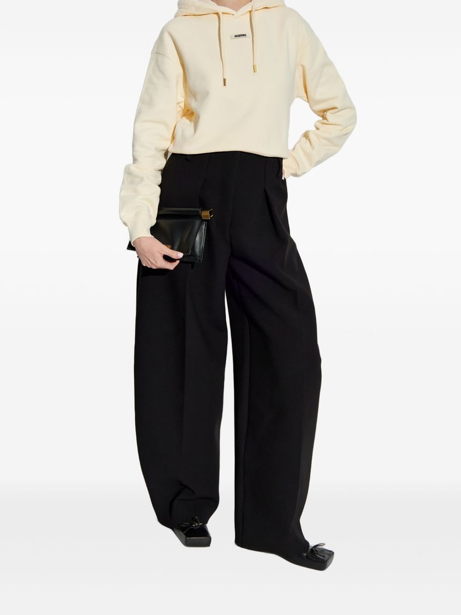 Jacquemus Felpa Gros Grain beige in cotone con cappuccio, view 5