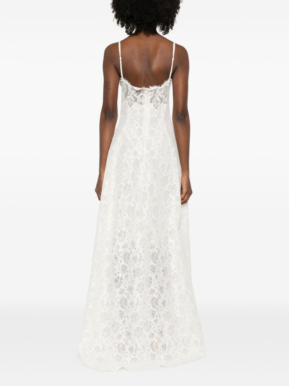 ERMANNO SCERVINO Abito in pizzo con scollo a V in cotone avorio, view 2