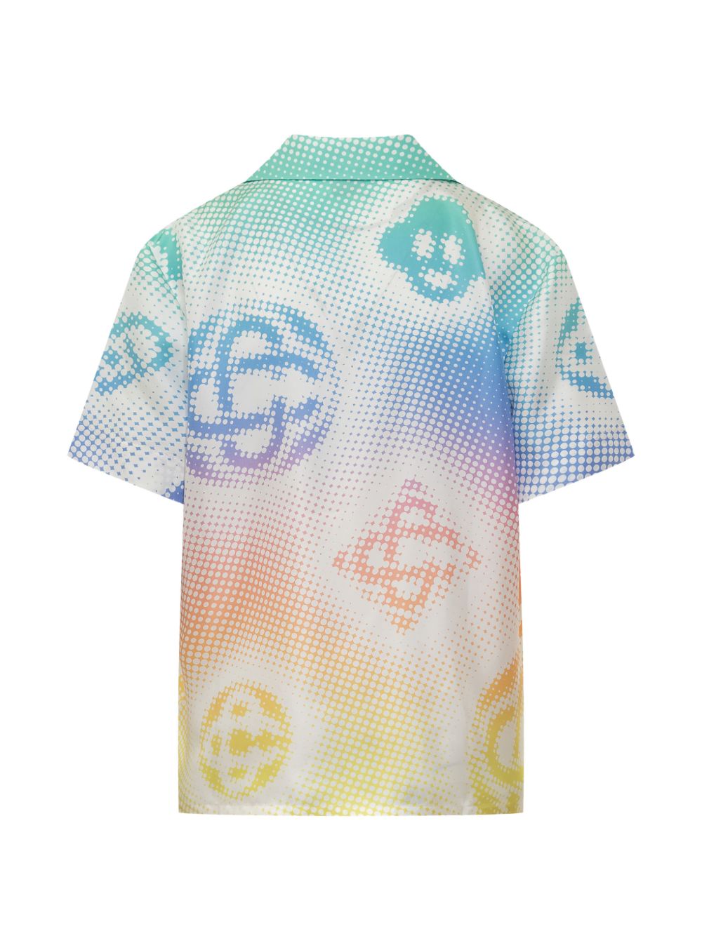 CASABLANCA Camicia con stampa logo all-over in seta multicolore, view 2