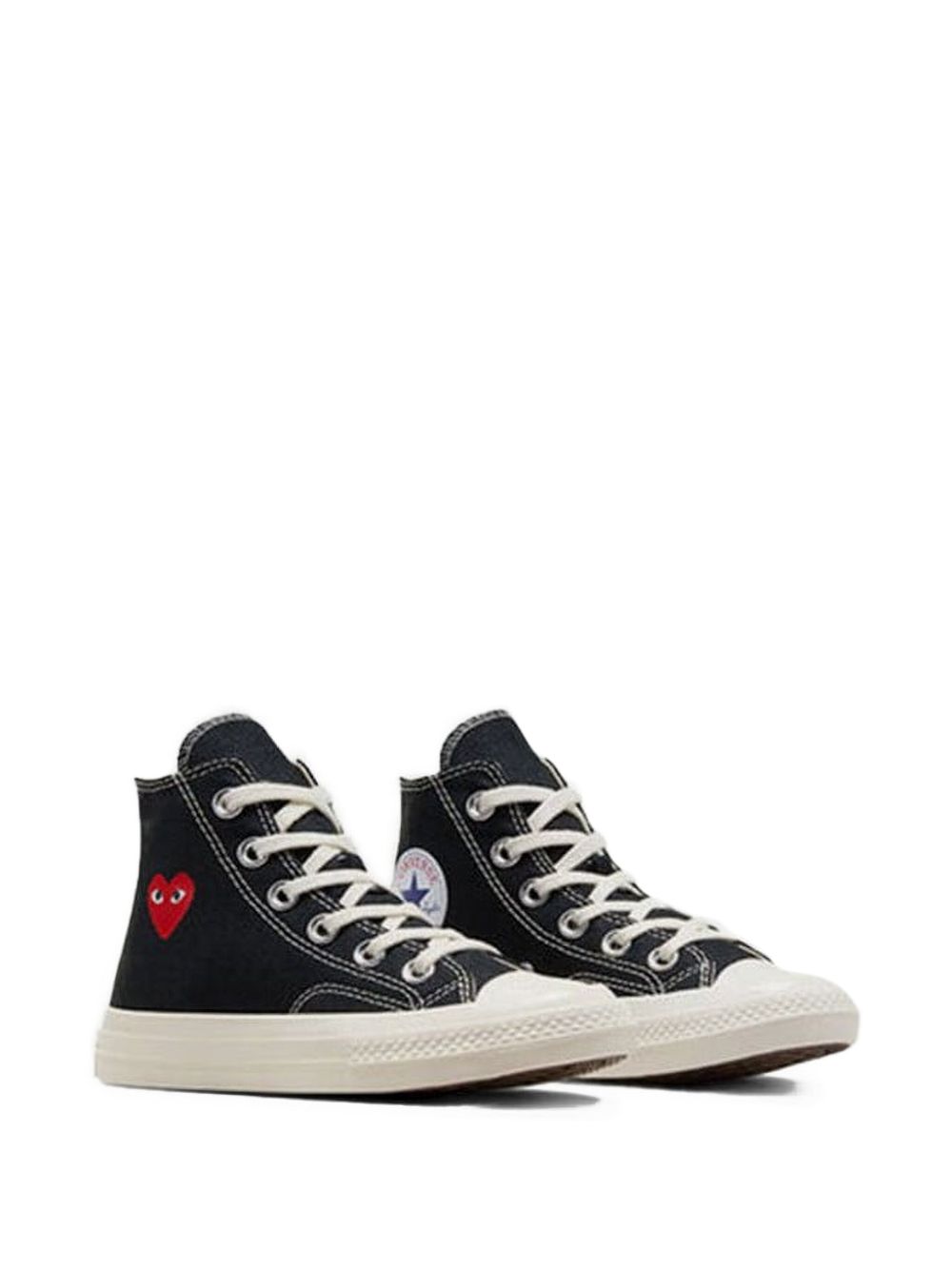 COMME DES GARCONS PLAY Sneakers con cuore in cotone nero, view 2