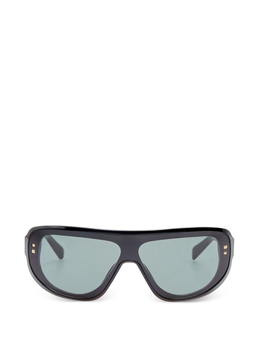 Jacquemus Occhiali da sole Havana aviator oversize neri in acetato con lenti grigie