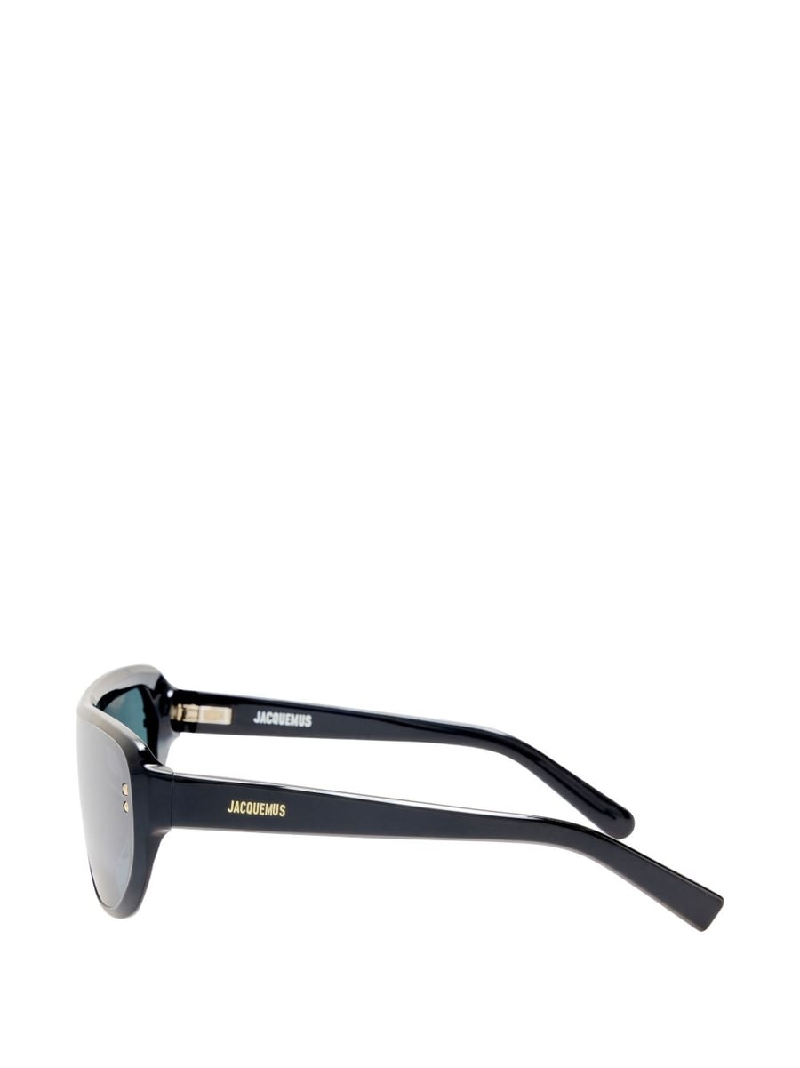 Jacquemus Occhiali da sole Havana aviator oversize neri in acetato con lenti grigie, view 2