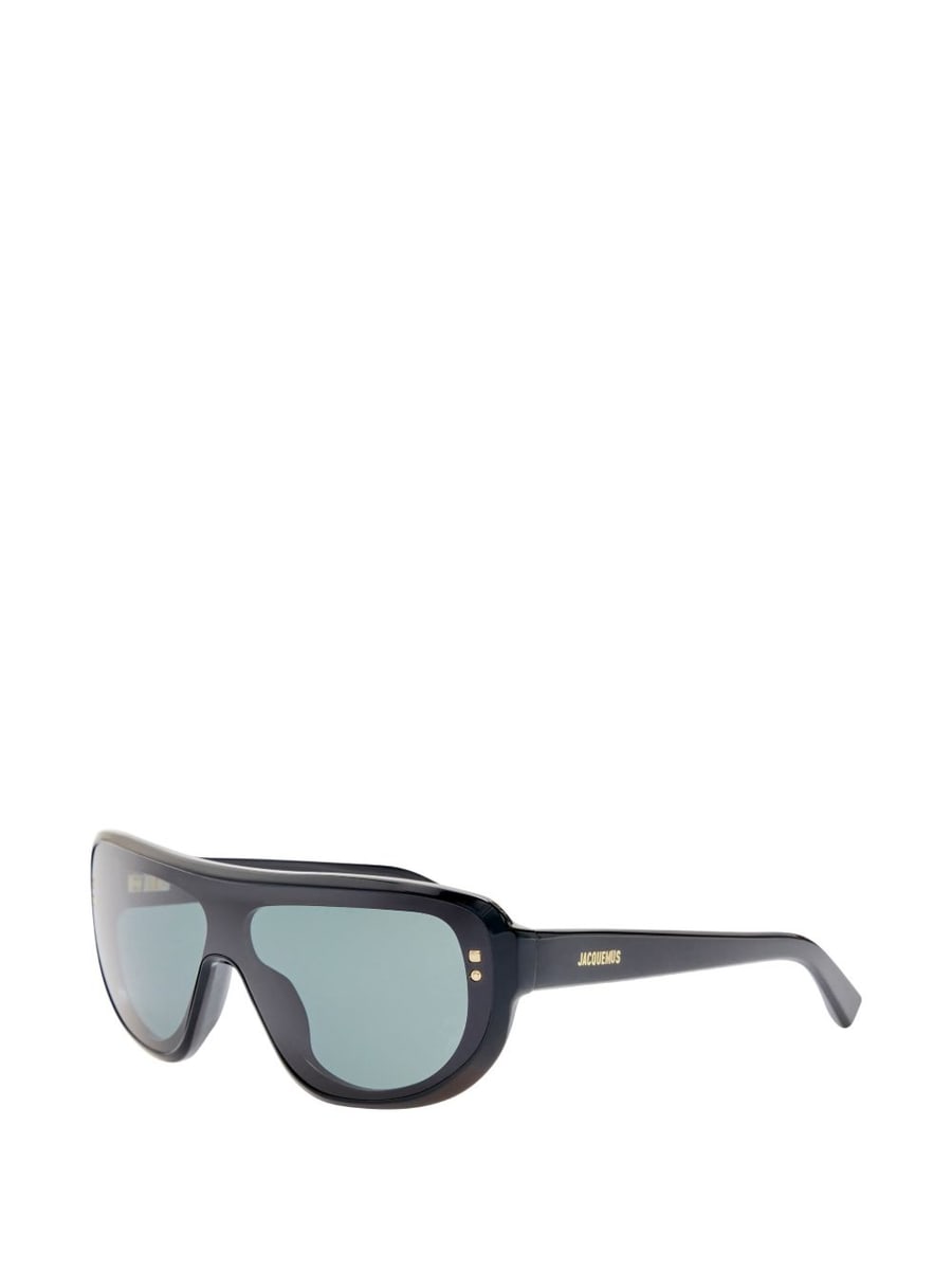 Jacquemus Occhiali da sole Havana aviator oversize neri in acetato con lenti grigie, view 3