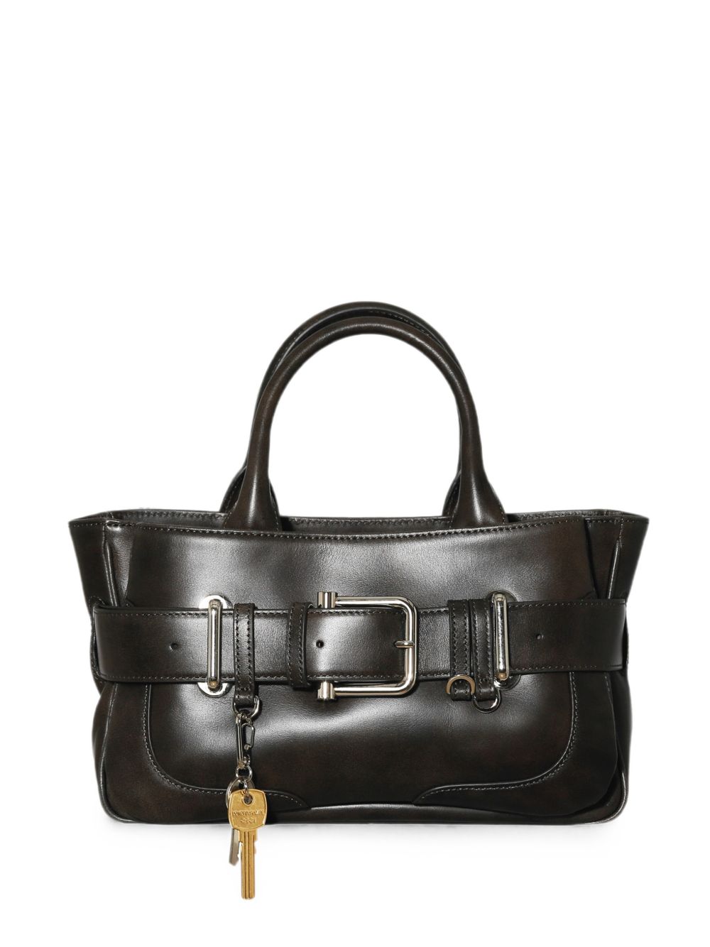 OSOI Tote Brocle Mini in pelle lucida marrone scuro dal