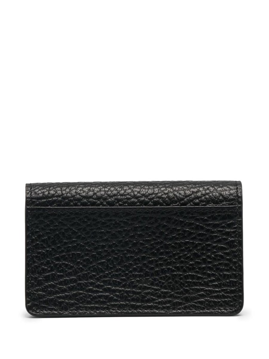 Maison Margiela Portacarte in pelle martellata nera con Four Stitches, view 3