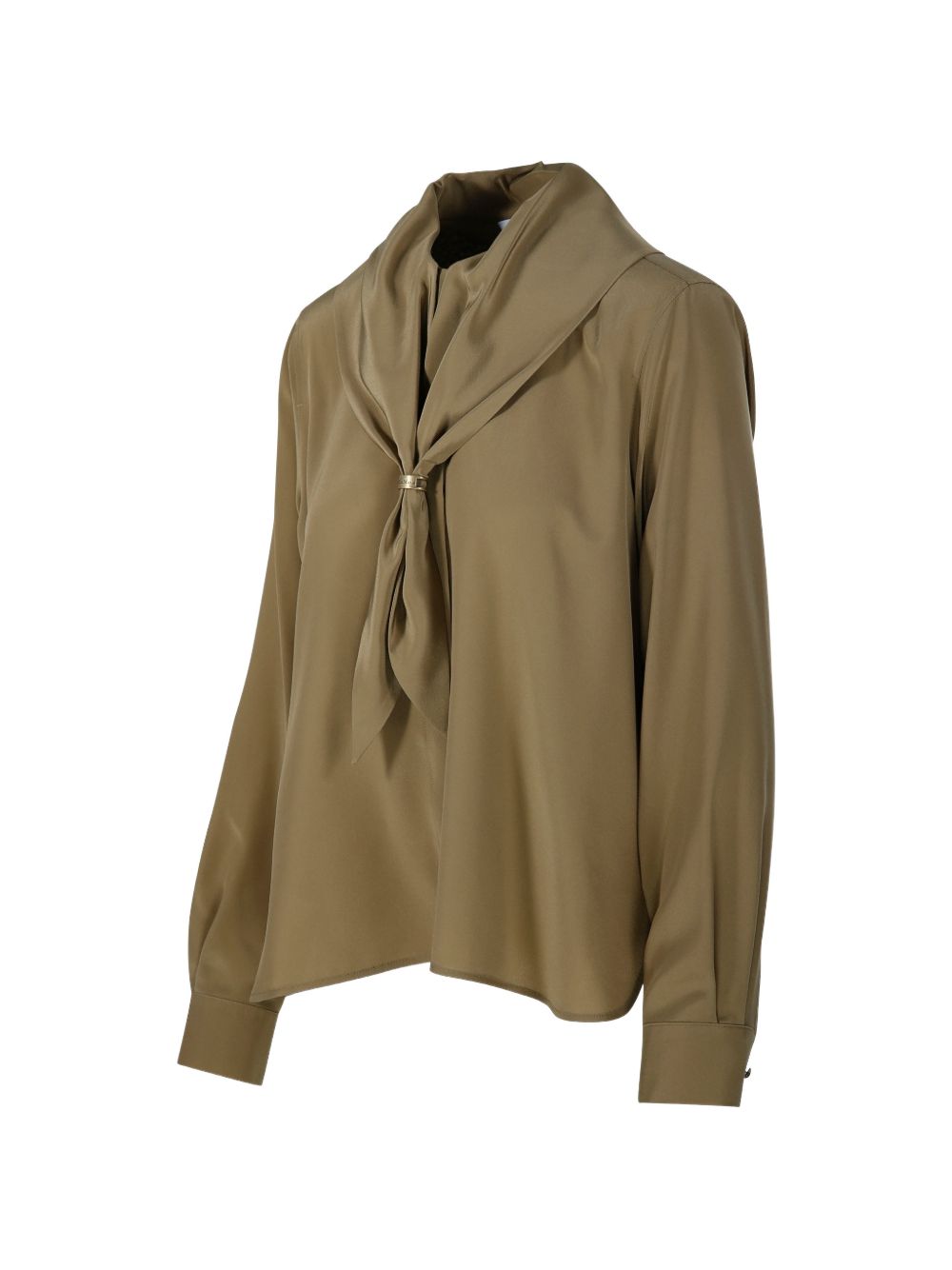 Max Mara Camicia marrone a maniche lunghe con nodo sul davanti, view 2