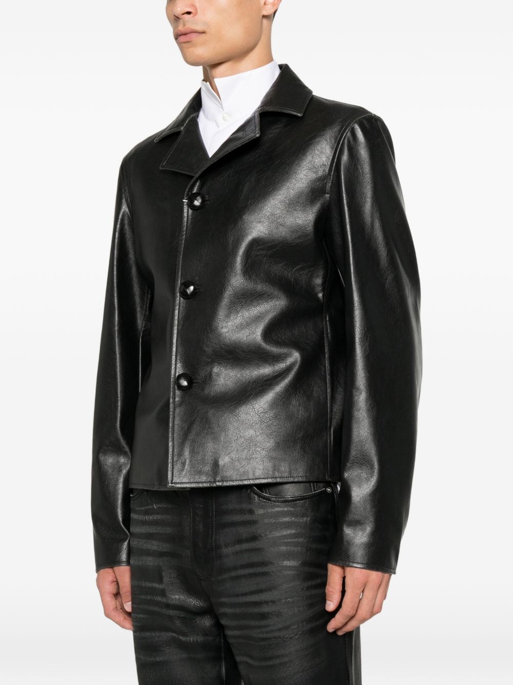 MM6 Maison Margiela Giacca effetto pelle con rever dal design contemporaneo, view 2