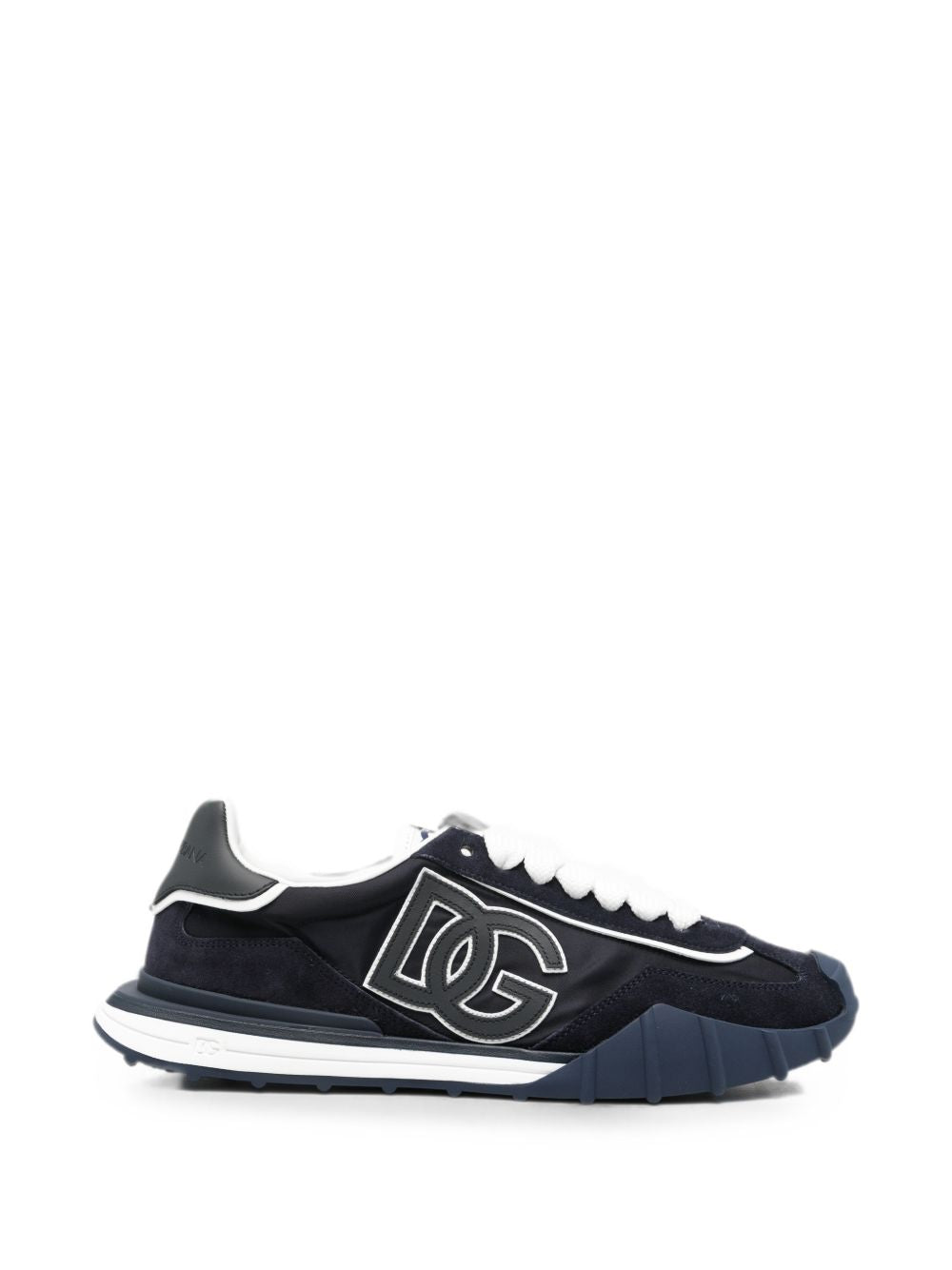 Dolce & Gabbana Sneakers blu in pelle con logo DG e suola chunky