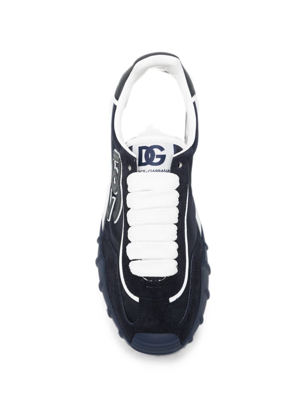 Dolce & Gabbana Sneakers blu in pelle con logo DG e suola chunky, view 2