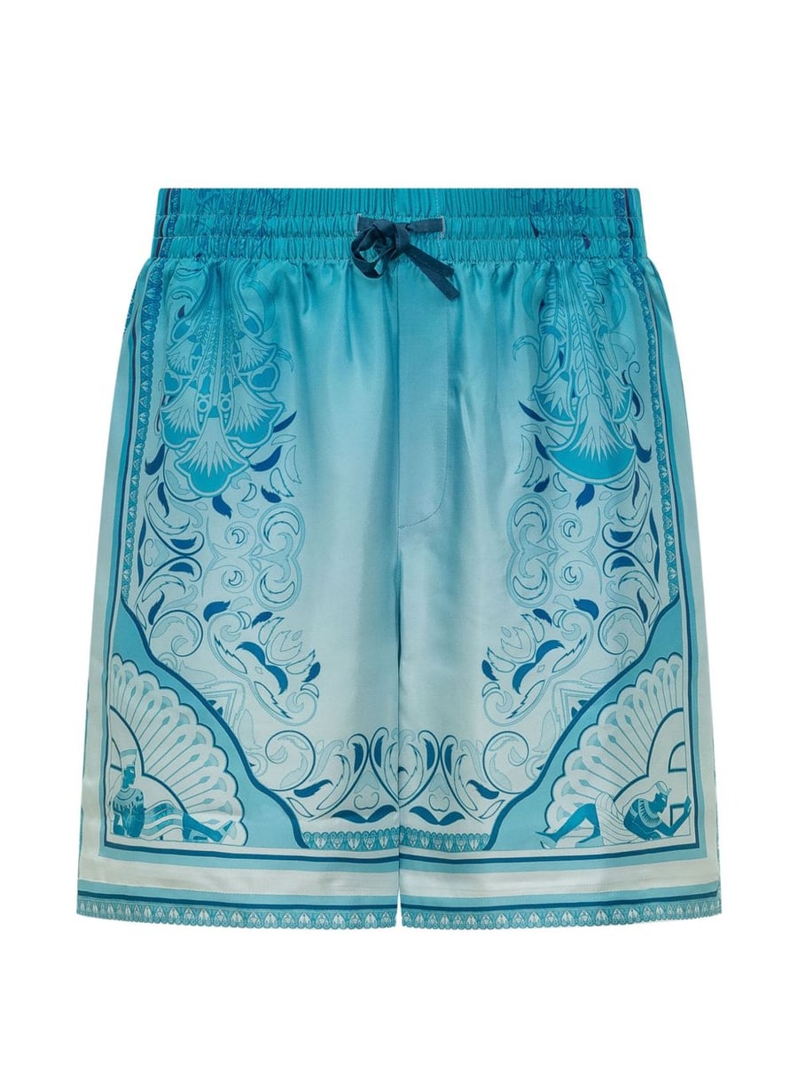CASABLANCA Shorts in seta con stampa floreale celeste