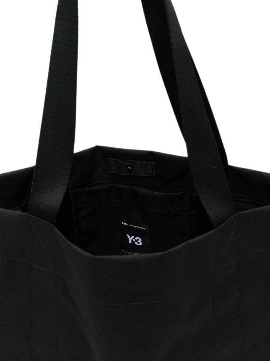 Y-3 Borsa a mano nera con logo, view 2