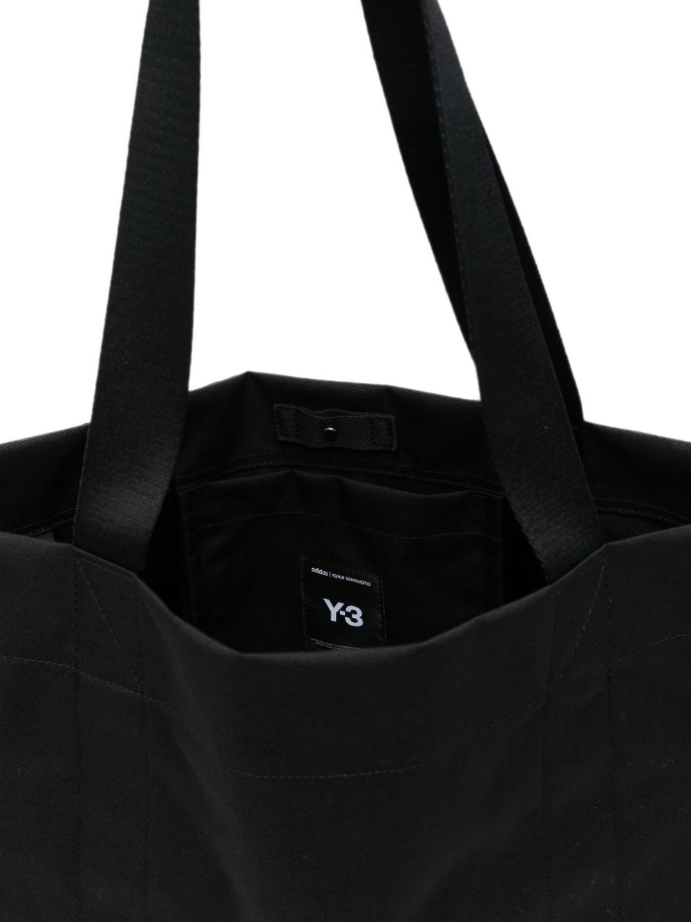 Y-3 Borsa a mano nera con logo, view 2