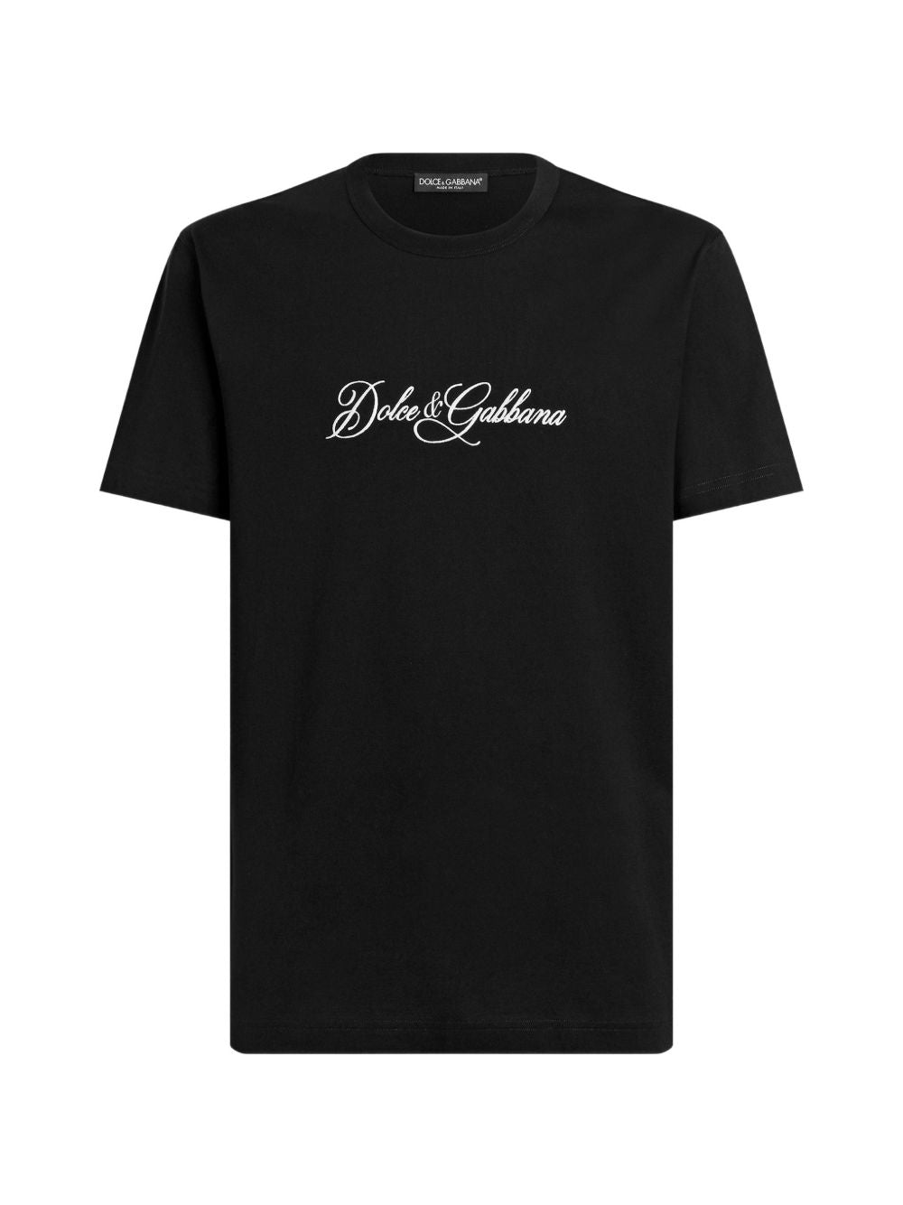 Dolce & Gabbana T-shirt con logo ricamato in cotone nero