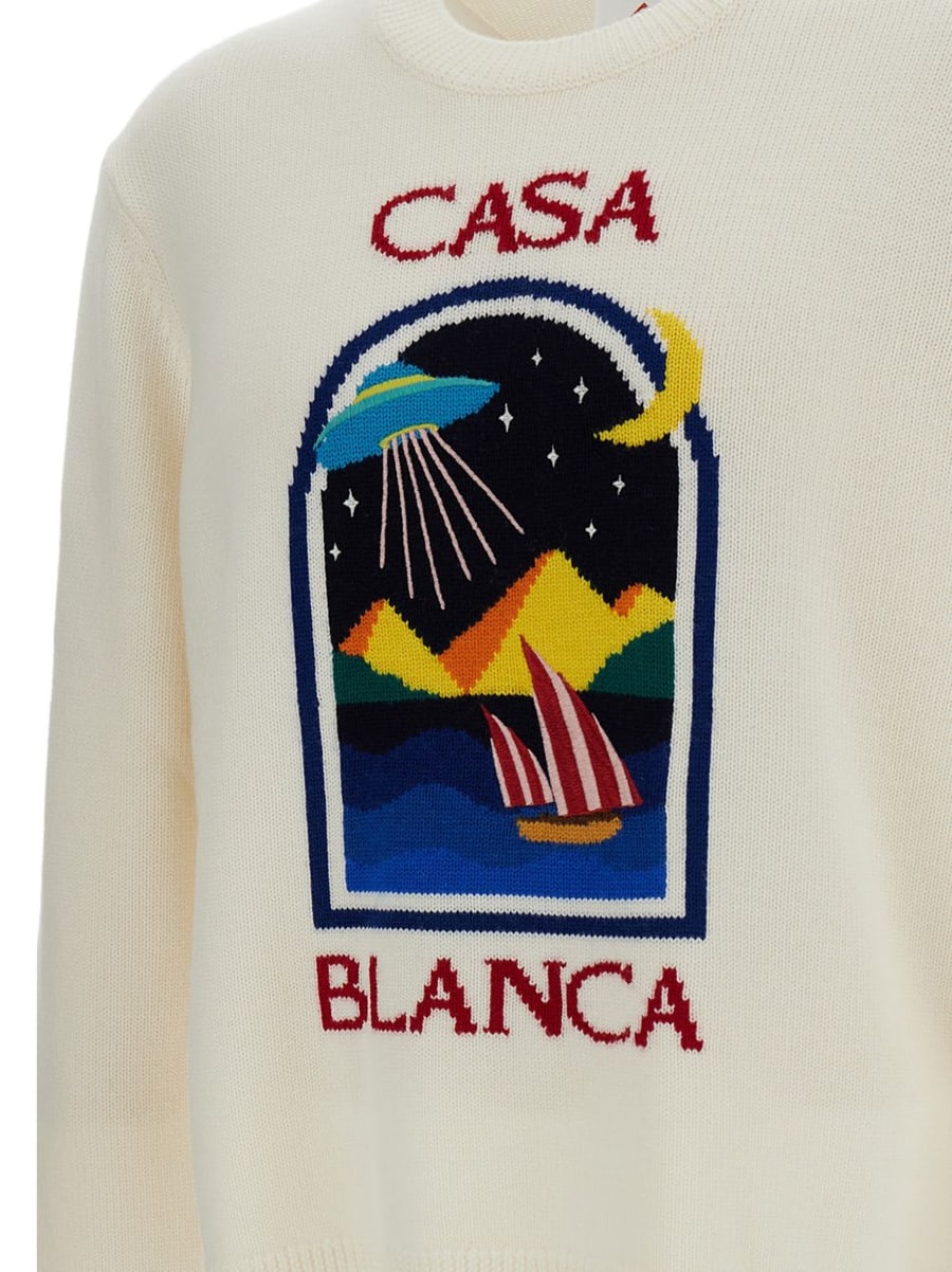 CASABLANCA Maglione girocollo con grafica e logo, view 3