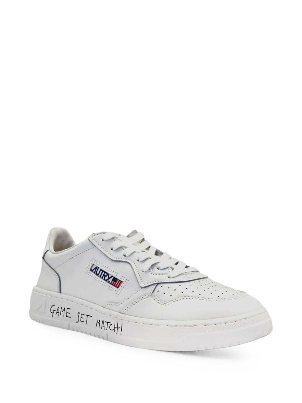 Autry Sneakers Medalist con lettering in pelle bianca, view 2