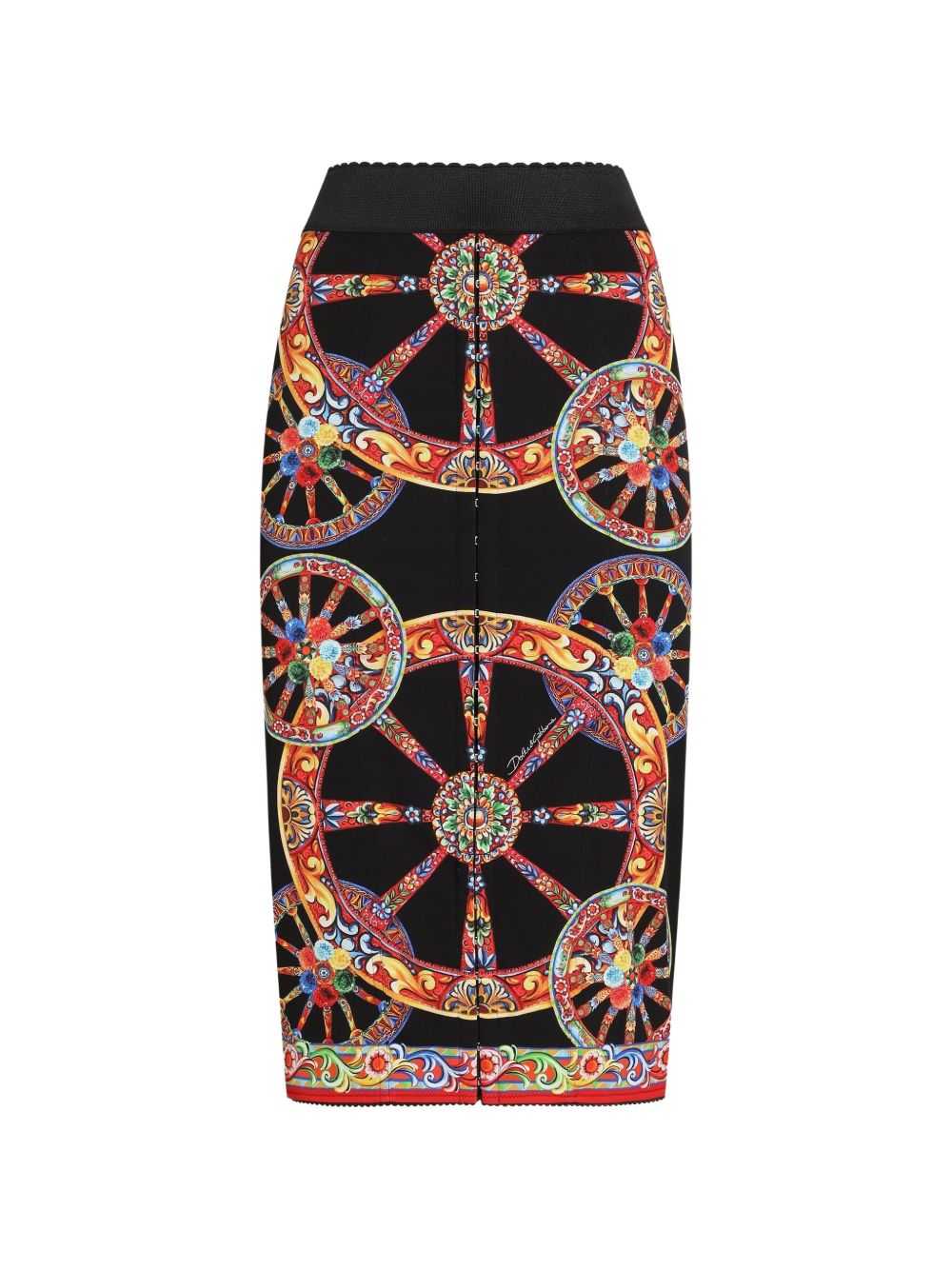 Dolce & Gabbana Gonna lunga in charmeuse con stampa Carretto multicolor