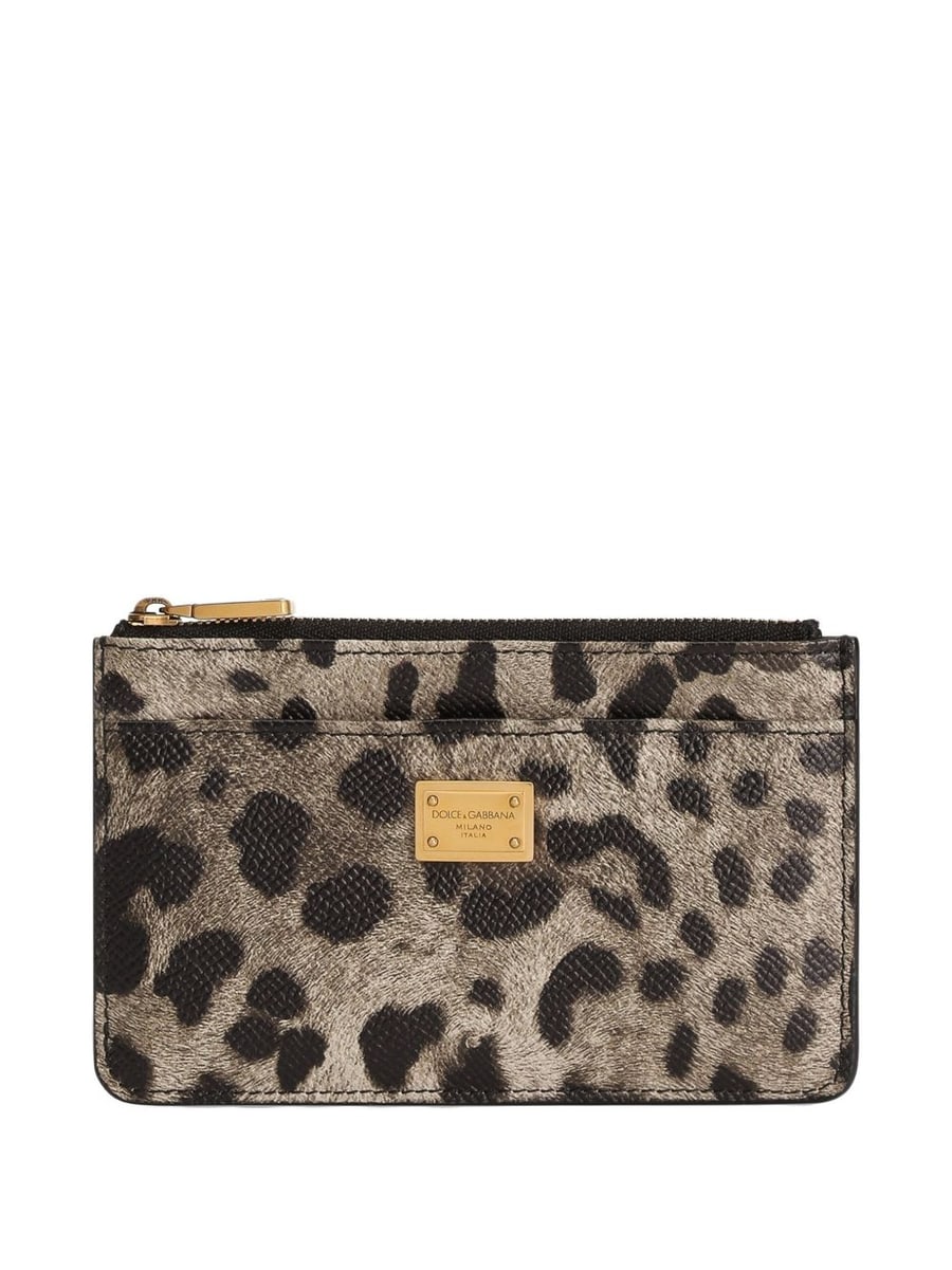 Dolce & Gabbana Portacarte con zip e targhetta logo in ottone