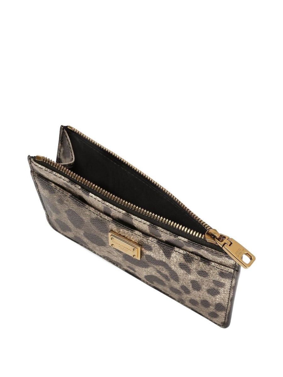 Dolce & Gabbana Portacarte con zip e targhetta logo in ottone, view 2