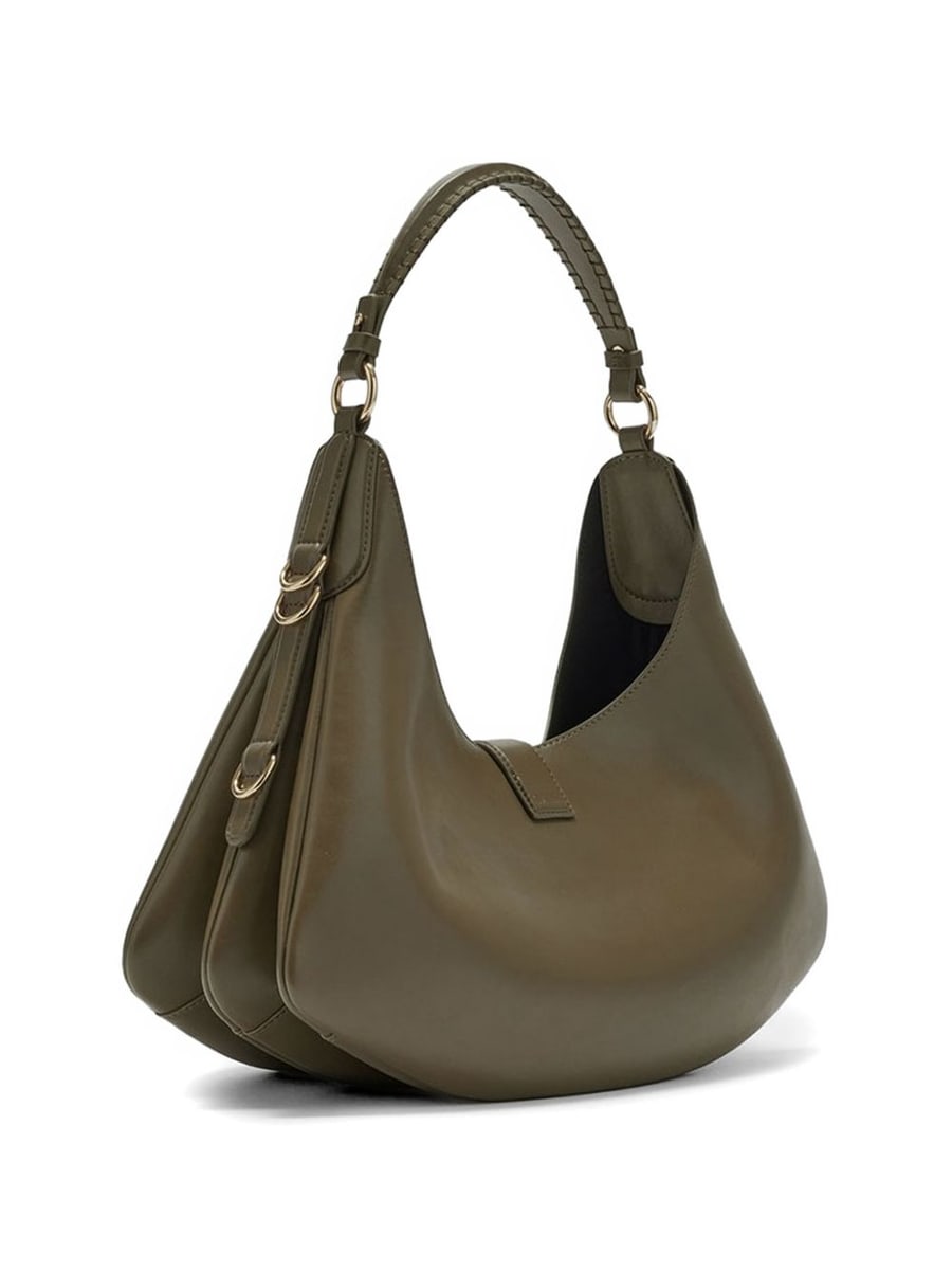 Ganni Borsa a spalla in pelle riciclata con logo, view 2