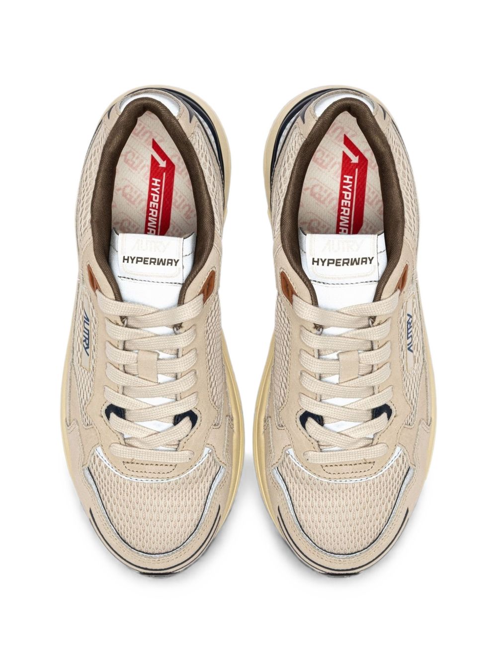 Autry Sneakers Hyperway in suede sabbia e blu, view 2