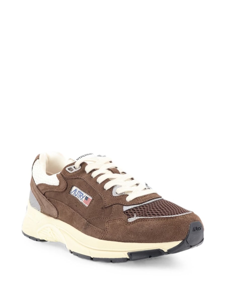Autry Sneakers Hyperway in mesh e suede marrone e argento, view 3