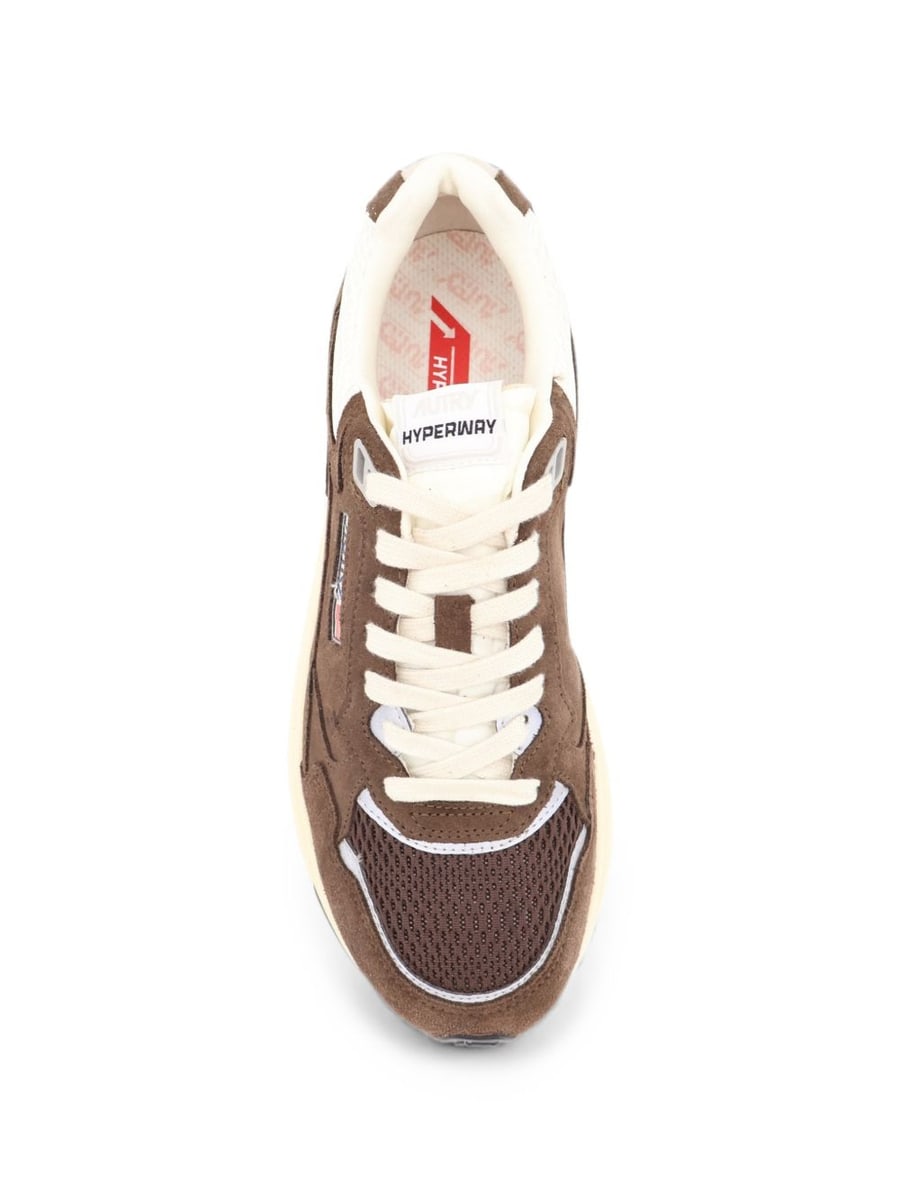 Autry Sneakers Hyperway in mesh e suede marrone e argento, view 4