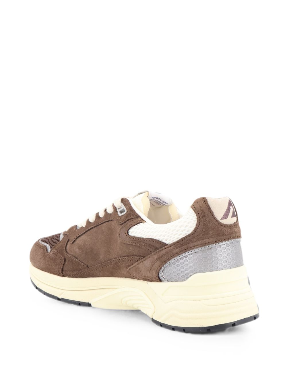 Autry Sneakers Hyperway in mesh e suede marrone e argento, view 2