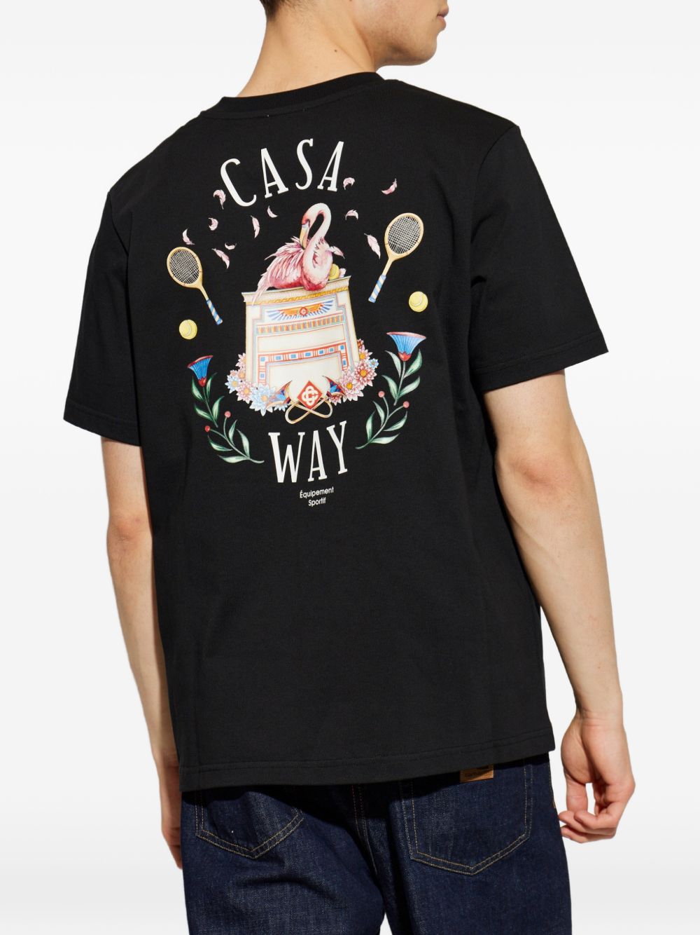 CASABLANCA T-shirt Casa Way in cotone nero, view 2